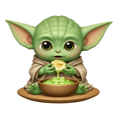Crea a bby yoda comiendo sticker