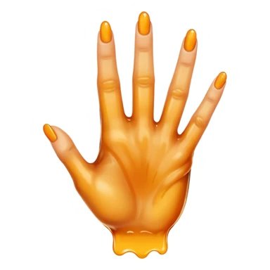 a hand with 2 fingers out and a sticky liquid on them sticker