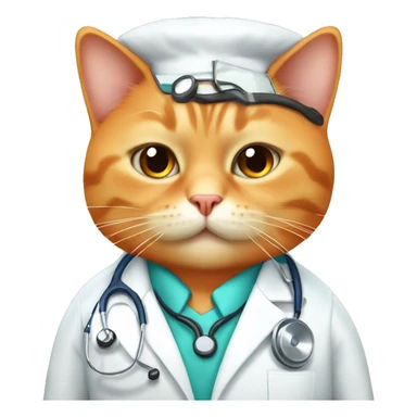 Fat orange girl cat dressed as a doctor with long eyelashes sticker