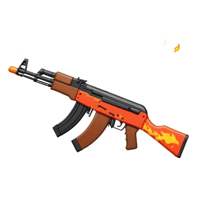 pixel art AK-47 assault rifle, no background, and make it small just like an emoji size and also make it look like its shooting and spiting fire sticker