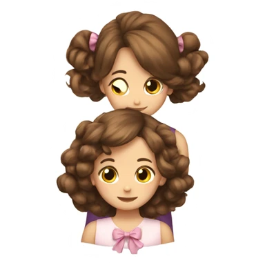 two girls hugging with bows if their hair, brown hair  sticker