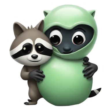Alien hugging raccoon sticker