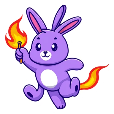 Purple Rabbit doing fire dance poi sticker