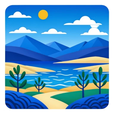 Matisse style BLUE art landscape sticker