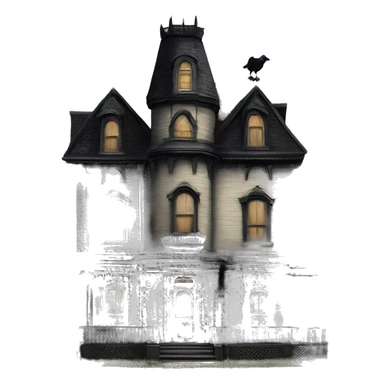 Side view Victorian style Nevermore Academy. Haunted Addams 5 story house.  sticker