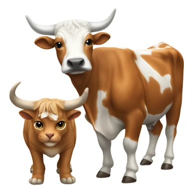 cat teaching a longhorn bull sticker