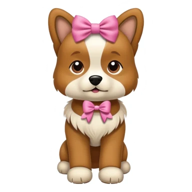 A dog with uggs and a bow sticker