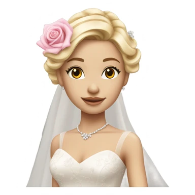 Wedding dress beautiful finish blond girl with pink rose sticker