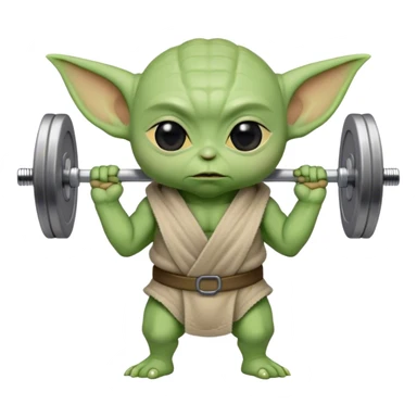 Baby yoda holding a barbell sticker