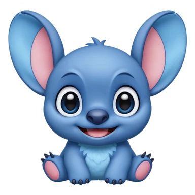 Emoji of cute stitch smiling with ears up sticker