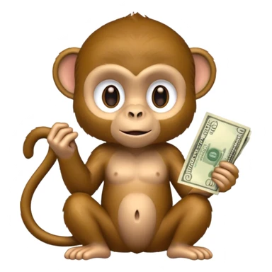 Monkey holding cash sticker