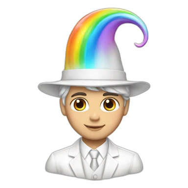 Posh-boy-with-white-suit-and-rainbow-unicorn-hat sticker