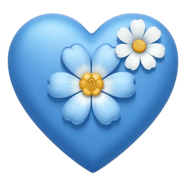 blue heart with one white flower sticker