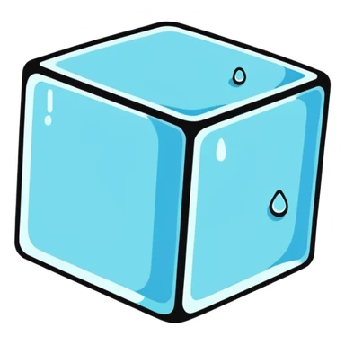 A shiny ice cube with small water droplets on the surface sticker