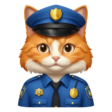oranh fluffy cat - police officer sticker