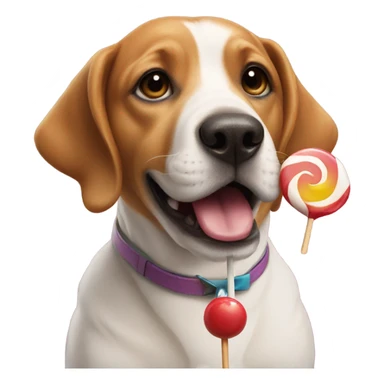 Dog holding lolly pop sticker