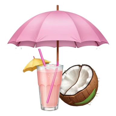coconut drink with light pink umbrella sticker