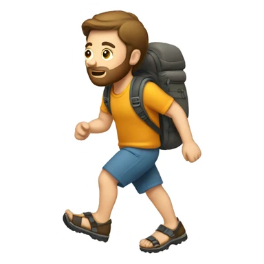 a white guy hiking using sandals, coding while he is hiking sticker