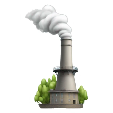 hydroelectric power station chimney with smoke coming out of sticker