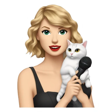 taylor swift holding a microphone and a cat  sticker