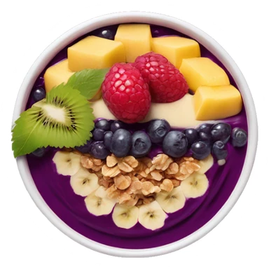 Açaí in a clear cup with layers of fruits and granola and condensed milk sticker