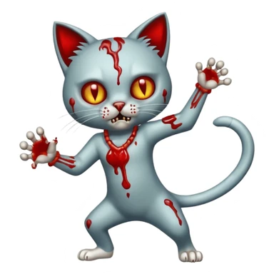 bloody zombie cat full body with action pose sticker