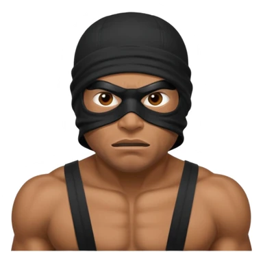 angry and smug african black ski mask wearing guy with no top sticker