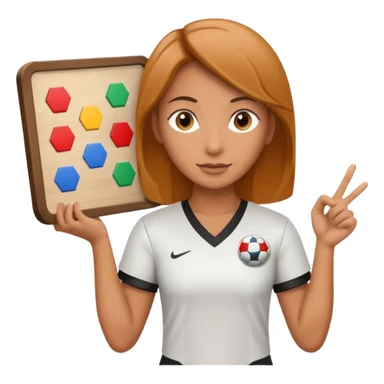 female soccer mentor with a strategy board sticker