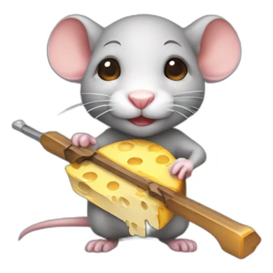 cute chibi rat with cheese and crossbow sticker