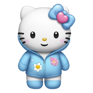 hello kitty wearing a care bear onesie sticker