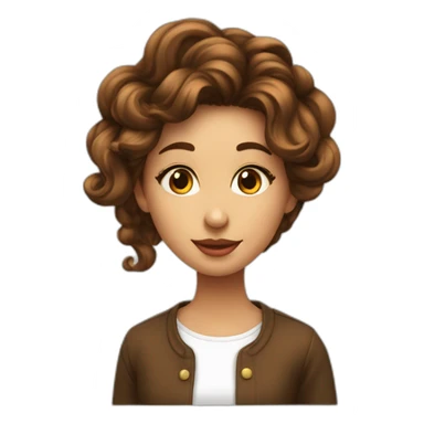 fille long cheuveux marron onduleé vétement cool sticker