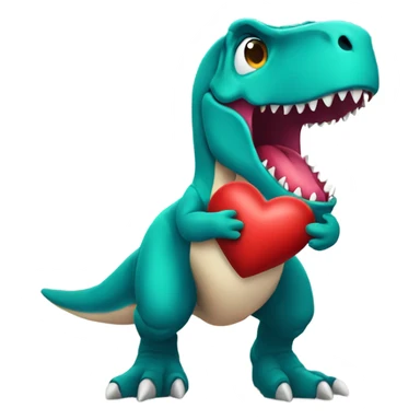 A t-Rex holding a heart  sticker