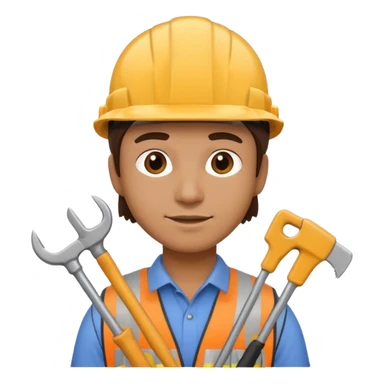 construction worker with helmet and tools sticker