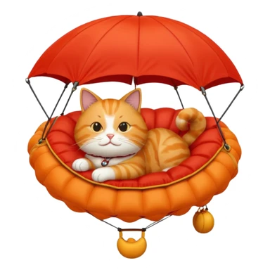 sleepy cat riding red parachute sticker
