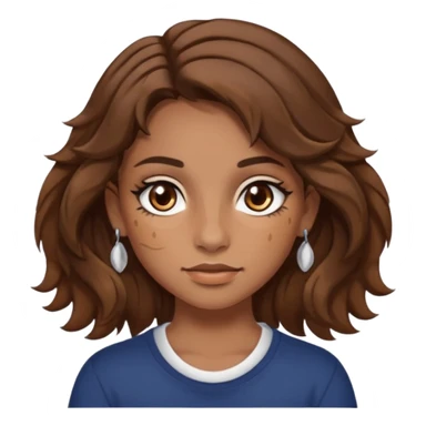girl with wavy hair, almond shaped eyes, birthmark near her eye, tan, with lots of swag, cool, face piercings (no earrings) sticker