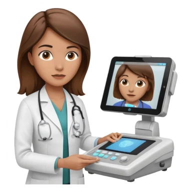 brown haired female doctor working an ultrasound machine sticker