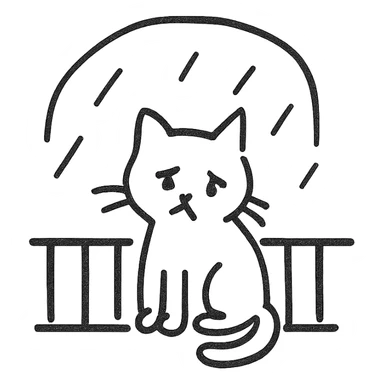 sad cat waiting for owner outside on balcony during rain sticker