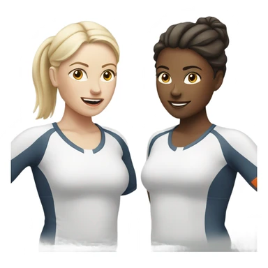 2 white skin woman in sportswear talking to eachother sticker