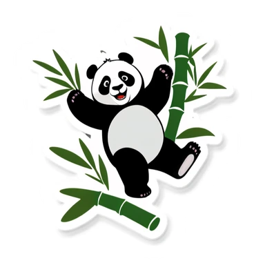 Panda throwing bamboo sticker