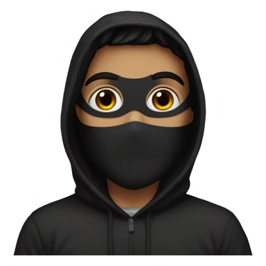 arab guy wearing black hoodie with black storm mask sticker