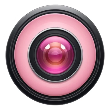 A round camera lens, apple emoji style, minimalist, with highlights, pink, only lens, variant 3 sticker