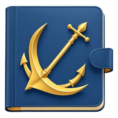 Un libro azul navy con detalles dorados, bordes metálicos y un engranaje dorado con una flecha ascendente en la portada, irradiando productividad, estrategia y éxito en movimiento sticker