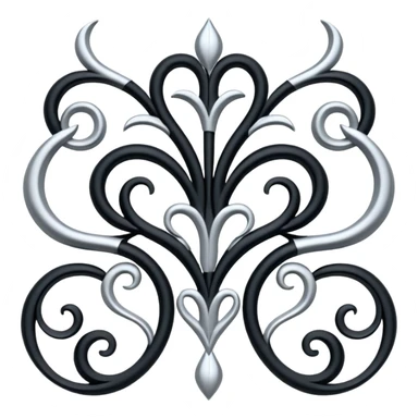Black and silver filigree vine design, 3D, extremely detailed design sticker