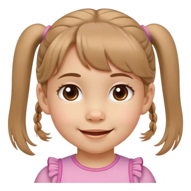 Smiling Brown eyed two year old with light brown side bangs and pigtails sticker