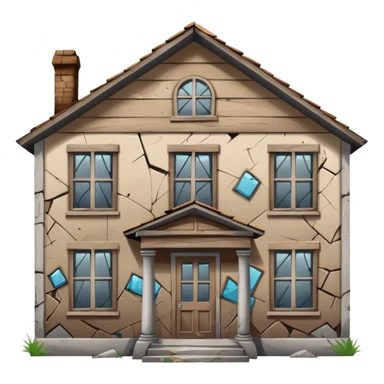 Abandoned house with boarded windows and broken glass and graffiti on it sticker