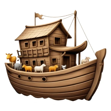 Noah's ark wooden boat with animals sticker