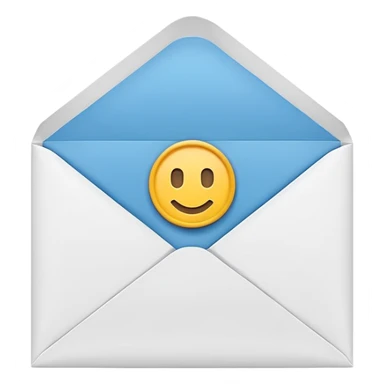 Emoji-style illustration of an envelope with a small info ‘i’ symbol on it, representing ‘Contact Us’. Bright, modern, minimal style sticker