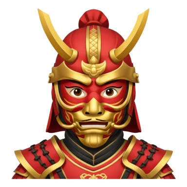 Samurai with red and gold armor and they have a detailed mask covering their mouth but only covering their nose and down sticker