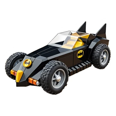  the animated series aerodynamic futuristic Lego Batmobile loosely based on 1936 cord 812 (flat long straight faceted mechanical body) stealthy town hot rod sand racing buggy  sticker