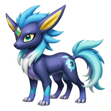 Shiny Sunny furry neon colorful scaly painted Asian pastel-gradient Absol-Meloetta-Solgaleo-Luxray-Suicune-fusion sticker